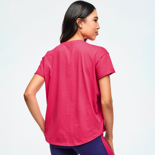 Class of 2001 High Low Crew Neck Top - Deep Pink Z1T001008