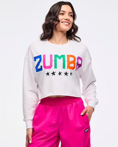 Zumba Libre Long Sleeve Boxy Crop Top - Wear It Out White Z1T001010