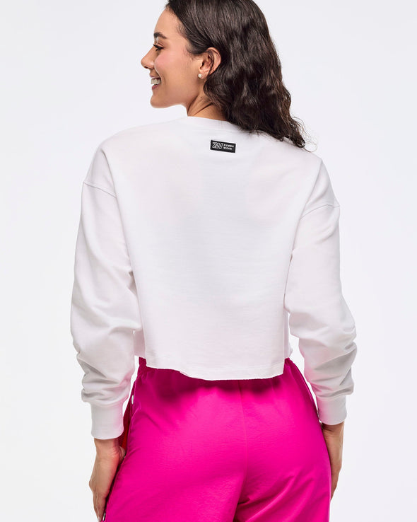 Zumba Libre Long Sleeve Boxy Crop Top - Wear It Out White Z1T001010