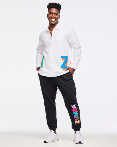 Zumba Multicolor Button Down - Wear It Out White Z1T001014