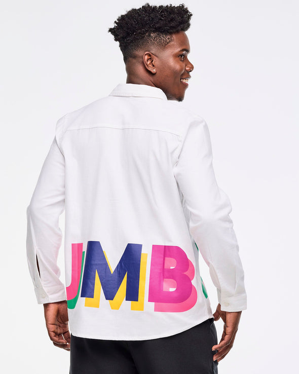 Zumba Multicolor Button Down - Wear It Out White Z1T001014