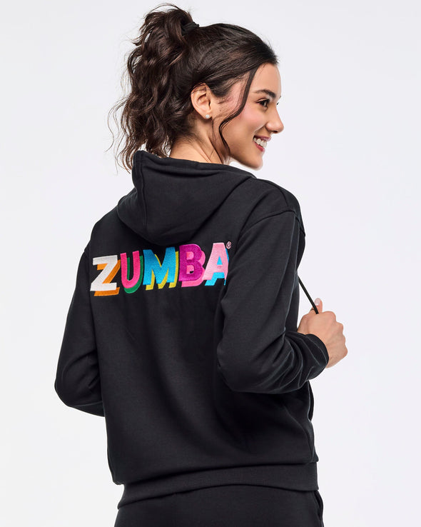 Zumba Multicolor Logo Zip-Up Hoodie - Bold Black Z1T001015