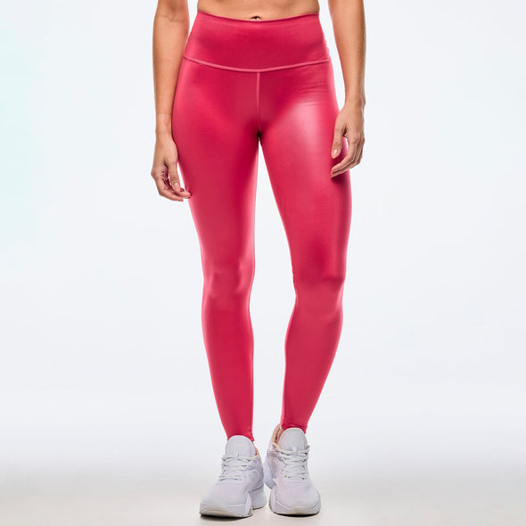 Apres Zumba Shiny High Waisted Ankle Leggings -  Deep Pink Z1B000678