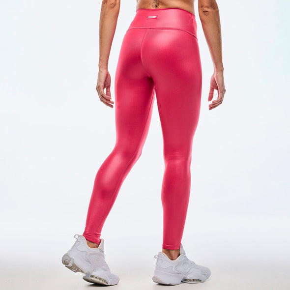 Apres Zumba Shiny High Waisted Ankle Leggings -  Deep Pink Z1B000678