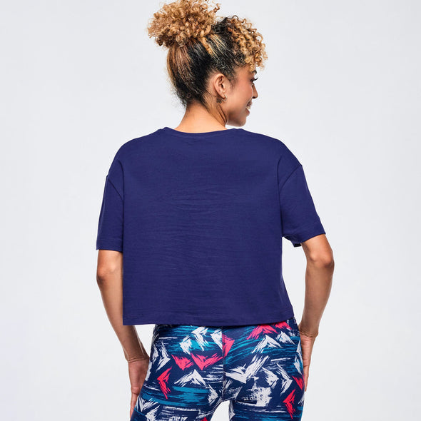 Apres Zumba Crew Neck Crop Top - Soft Navy Z1T001022