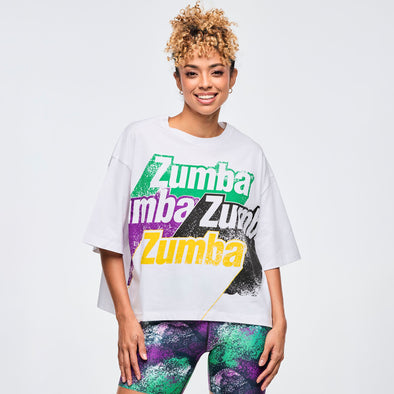 Apres Zumba Oversized Boxy Crop Top - Wear It Out White Z1T001024