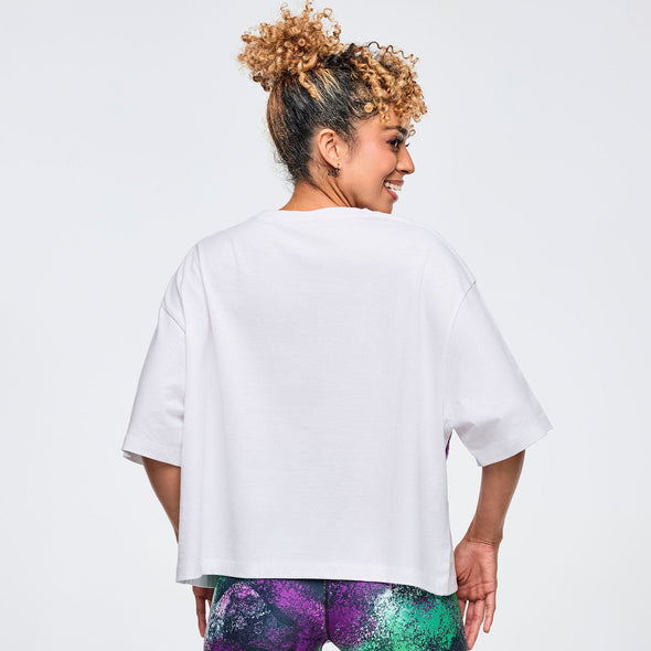 Apres Zumba Oversized Boxy Crop Top - Wear It Out White Z1T001024
