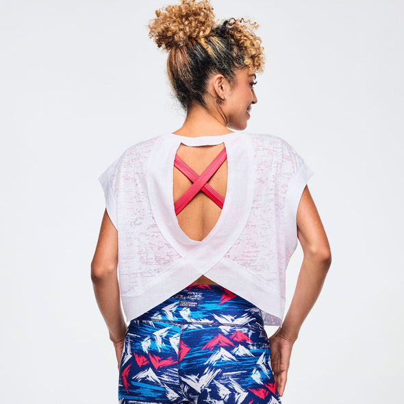 Apres Zumba Cap Sleeve Open Back Slouchy Top - Wear It Out White Z1T001027