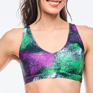 Apres Zumba Racerback Bra With Encased Elastic - Green/Purple Z1T001033