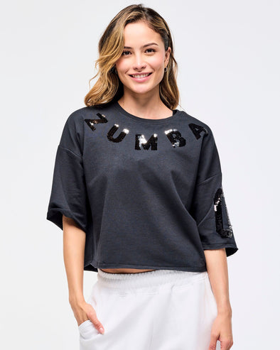 Zumba Sparkle Boxy Crop Top - Bold Black Z1T001035