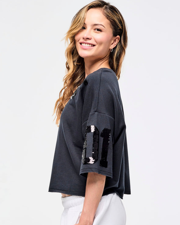 Zumba Sparkle Boxy Crop Top - Bold Black Z1T001035