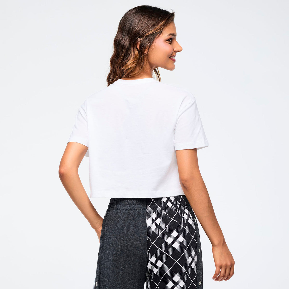 Eastern Flavor Crew Neck Crop Top - Wear It Out White Z1T001061