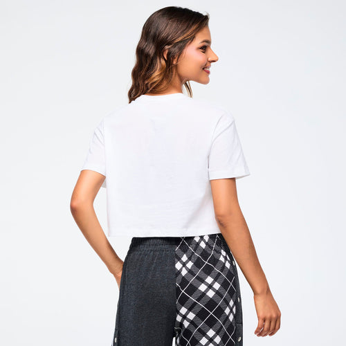 Eastern Flavor Crew Neck Crop Top - Wear It Out White Z1T001061