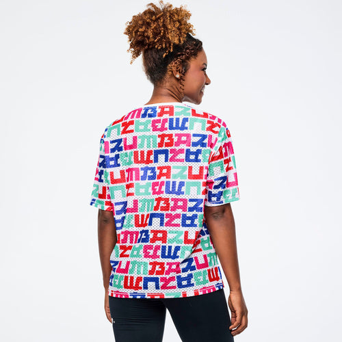 Eastern Flavor Boxy Mesh Top With Side Slits - White/Blue Z1T001065