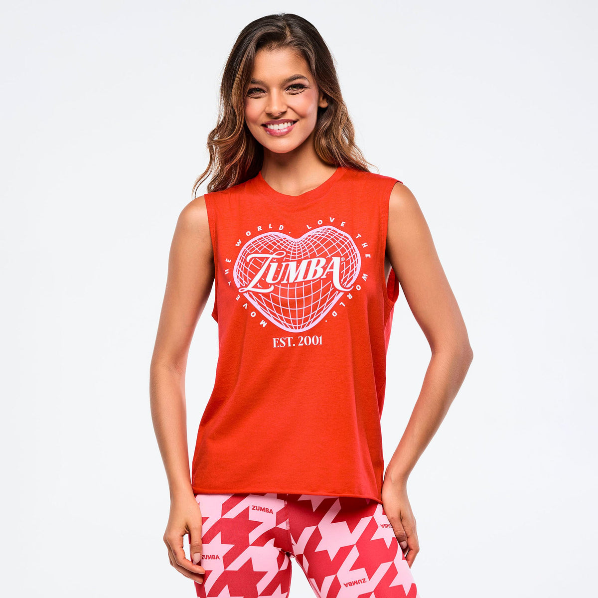 Zumba Amour Crew Neck Muscle Tank - Fuego Red Z1T001073