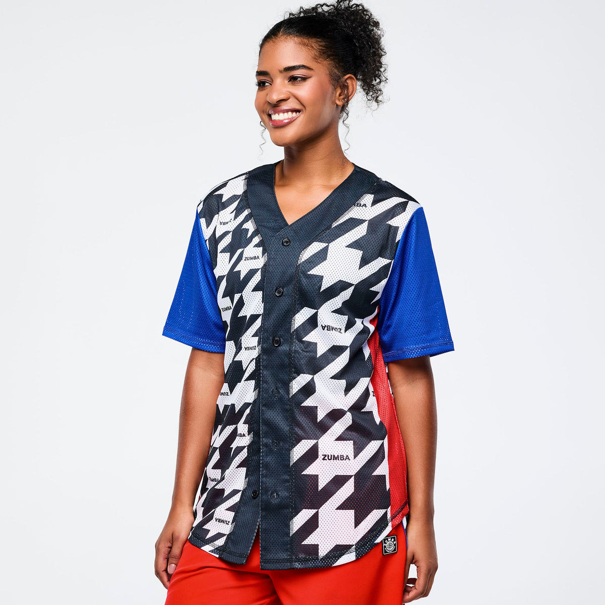 Zumba Amour Baseball Button-Up Jersey - Black/White Z1T001078