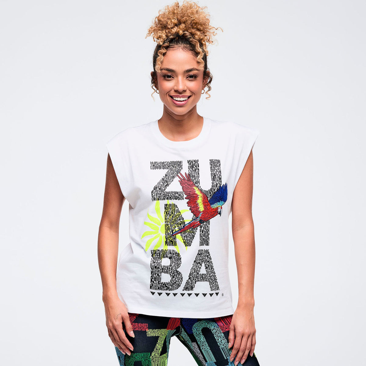 Latin Movement Muscle Tank With Extended Shoulder - Wear It Out White Z1T001094
