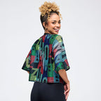 Latin Movement Boxy Dolman Crop Top - Black/Blue Z1T001098