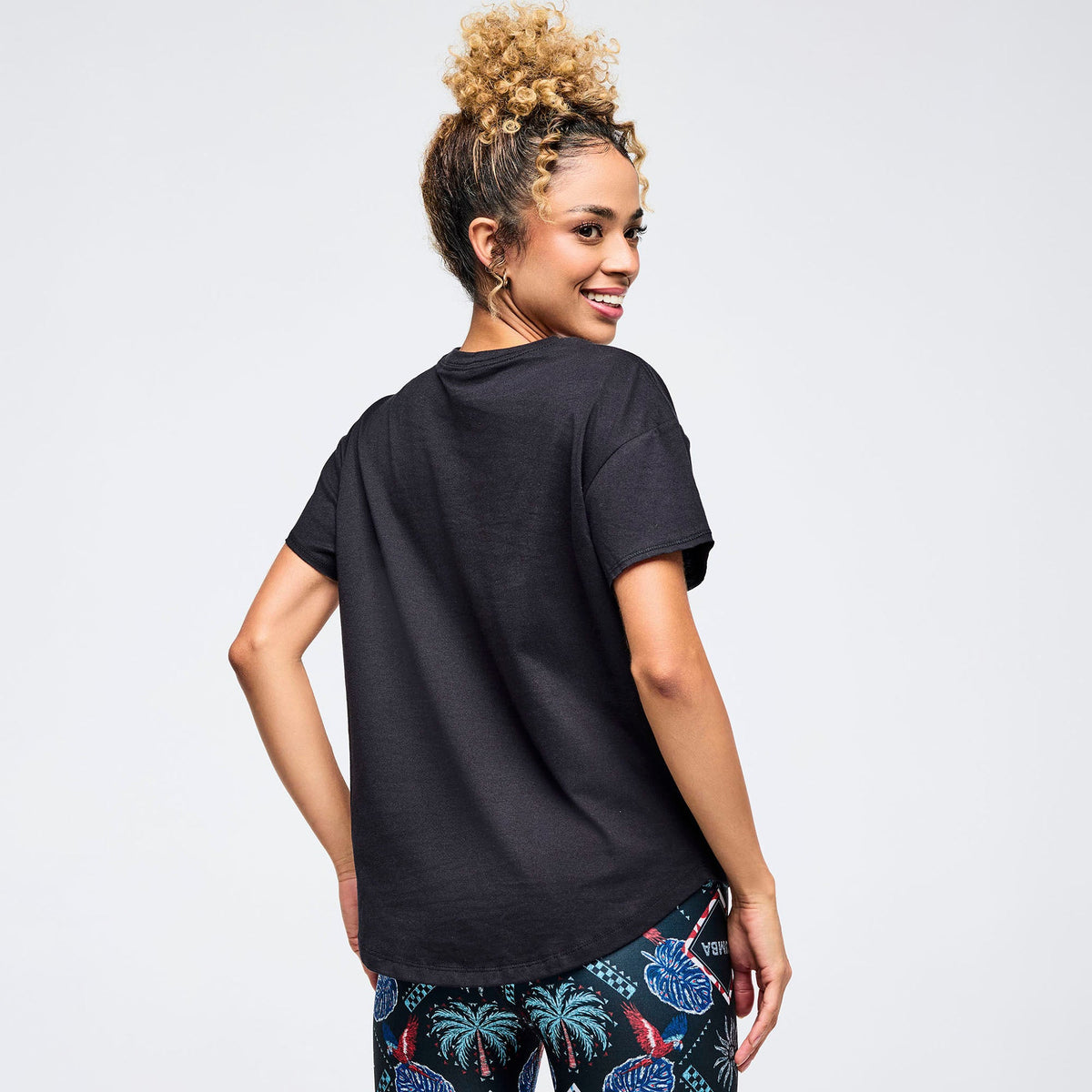 Latin Movement High Low Crew Neck Top - Bold Black Z1T001099