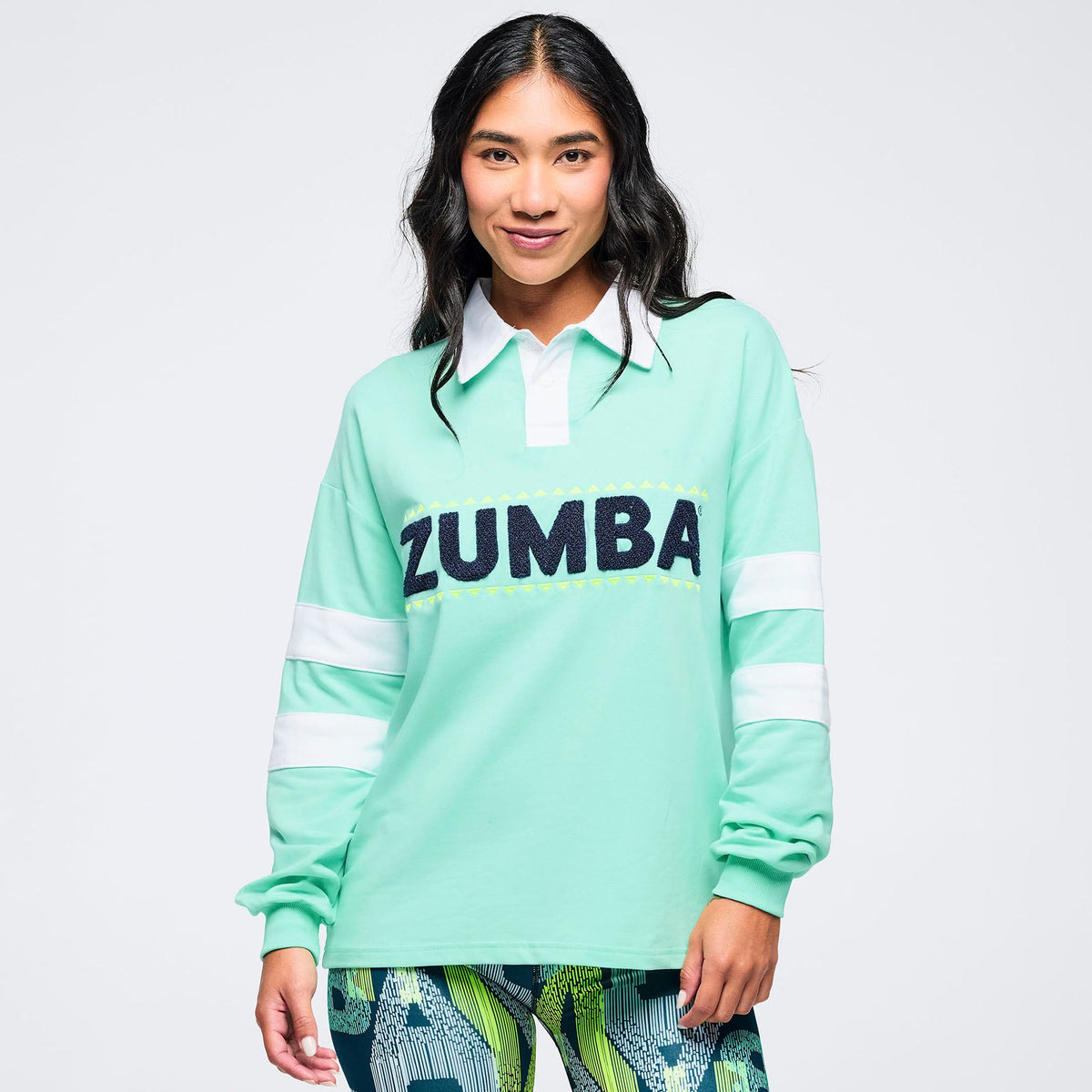 Latin Movement Long Sleeve Polo - Mint To Be Z1T001105