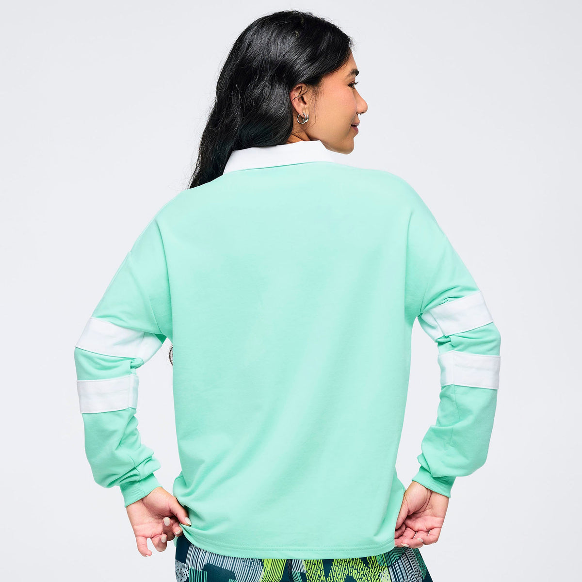 Latin Movement Long Sleeve Polo - Mint To Be Z1T001105