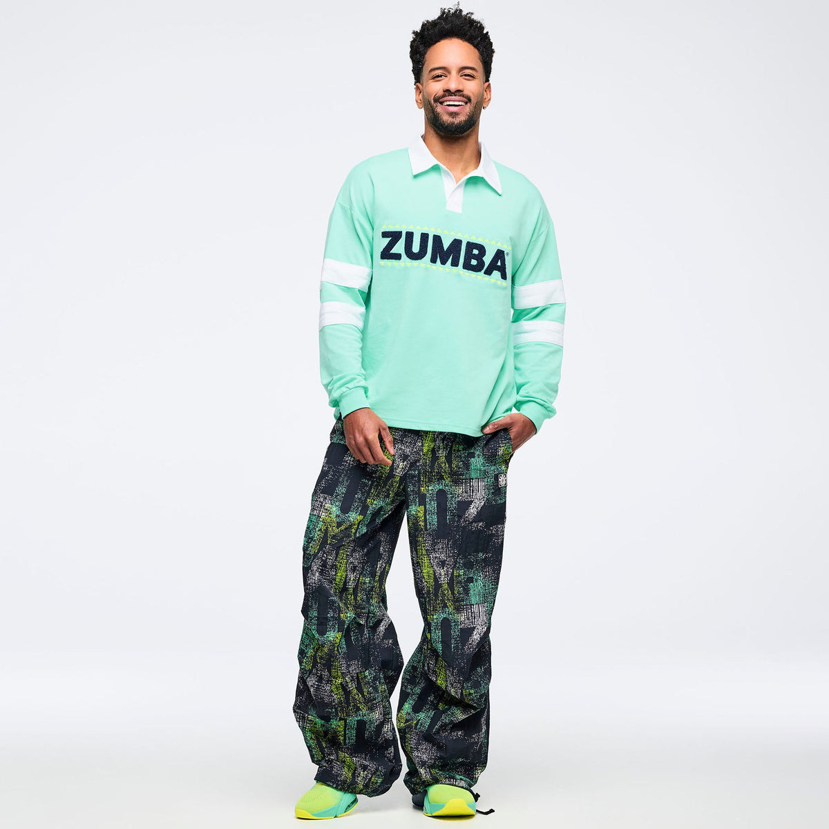 Latin Movement Long Sleeve Polo - Mint To Be Z1T001105