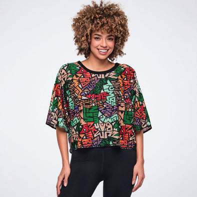Wildbeat Boxy Dolman Crop Top - Black/Orange Z1T001121 – Natysports