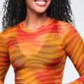 Wildbeat Long Sleeve Mesh Crop Top - Red/Orange Z1T001128
