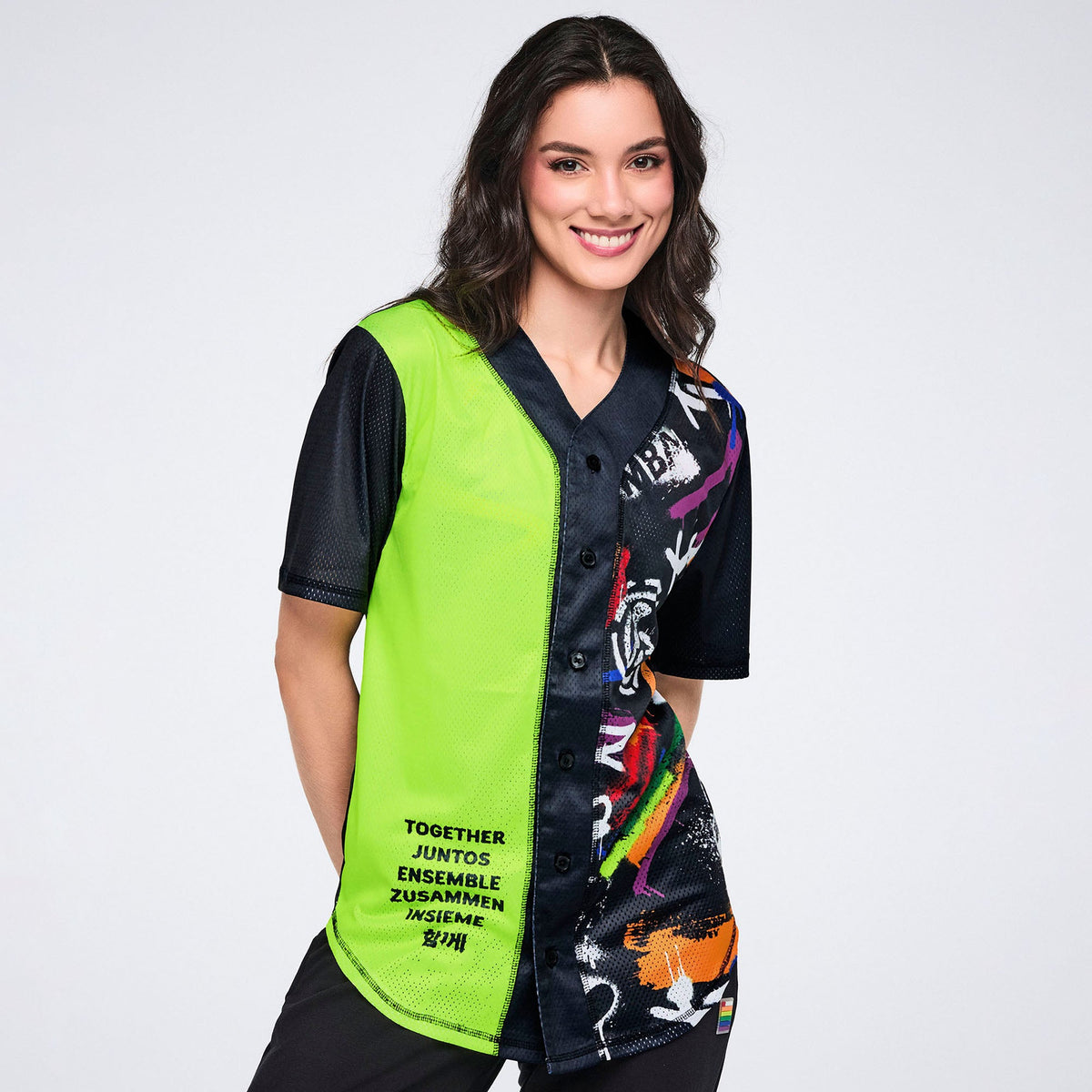 Pride Baseball Button Up - Black/Yellow Z1T001152