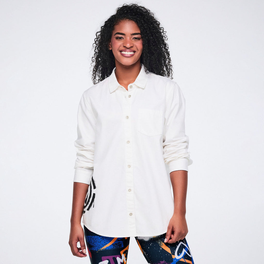 Pride Long Sleeve Button Down -  Wear It Out White Z1T001153