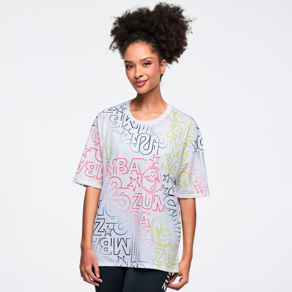 Zumba 25 Boxy Mesh Top - White/Green Z1T001190