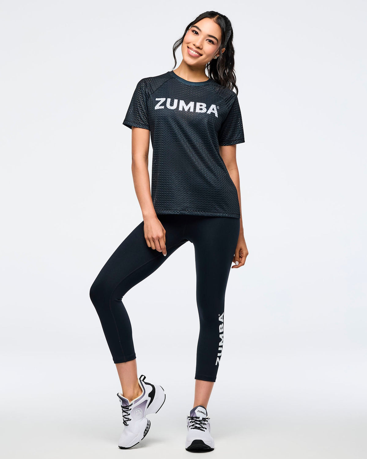 Zumba Basic Mesh Crew Neck Top - Bold Black Z1T001197