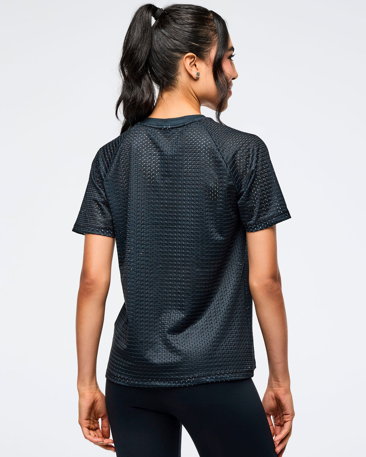 Zumba Basic Mesh Crew Neck Top - Bold Black Z1T001197