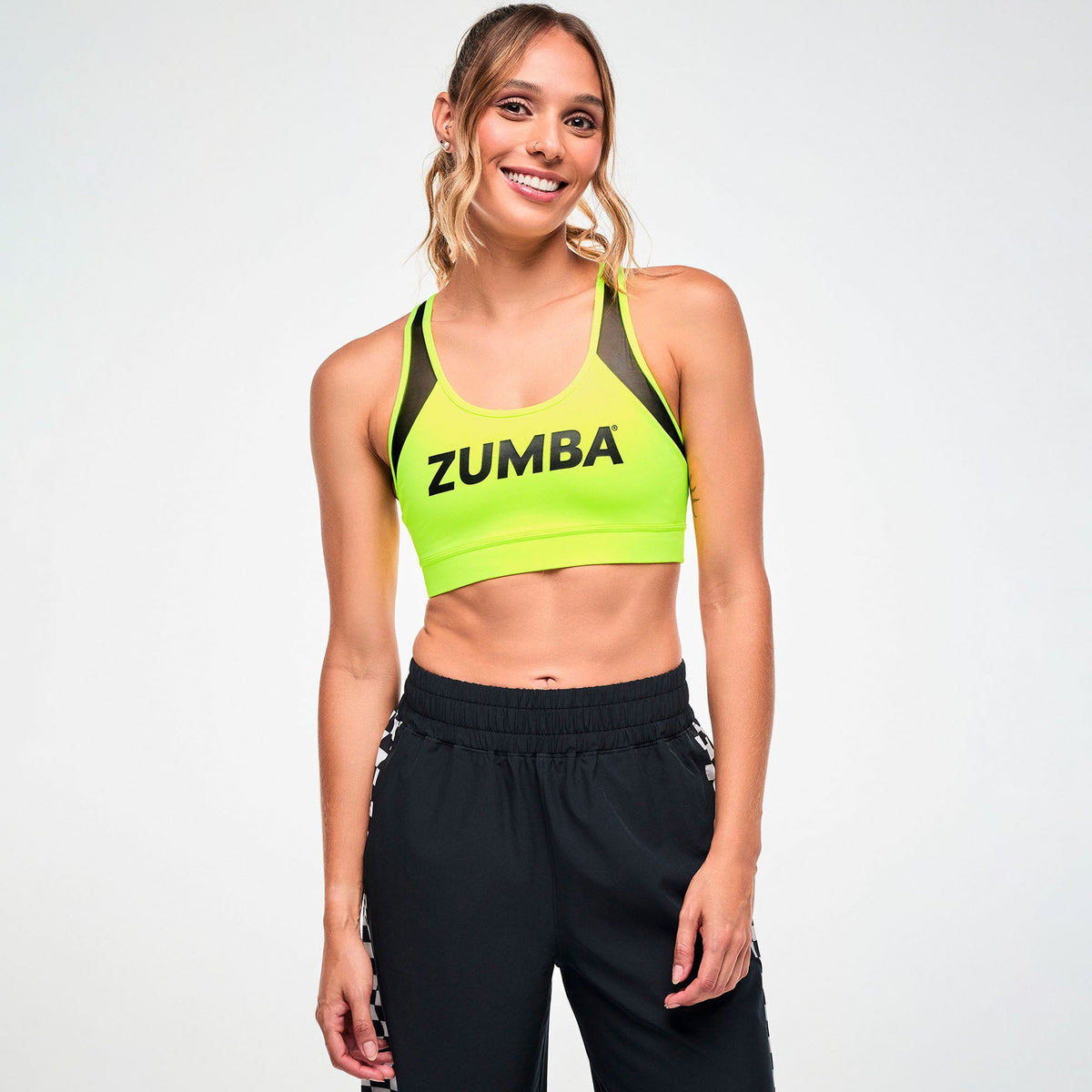 Electric Feel Racerback Scoop Bra With Mesh - Caution Z1T001227