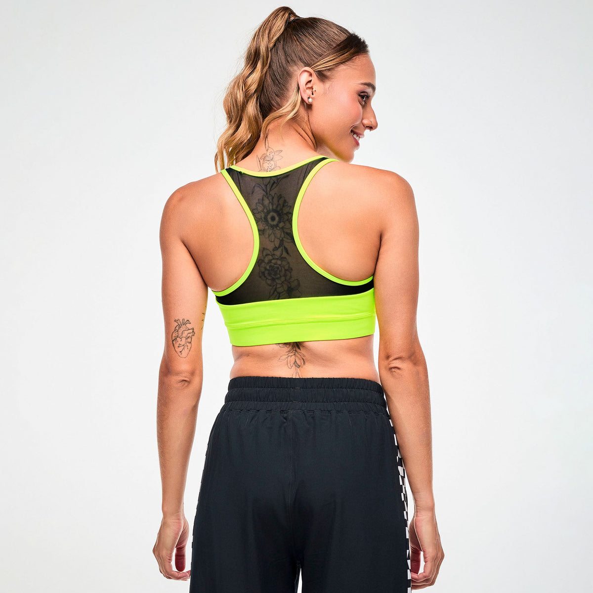 Electric Feel Racerback Scoop Bra With Mesh - Caution Z1T001227