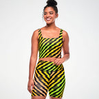 Electric Feel Z-Lift Crop Tank With Shelf Bra - Yellow/Black Z1T001229