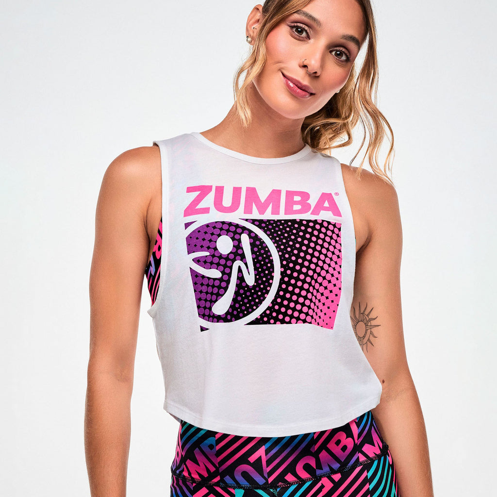 Electric Feel Crop Muscle Tank - Wear It Out White Z1T001232