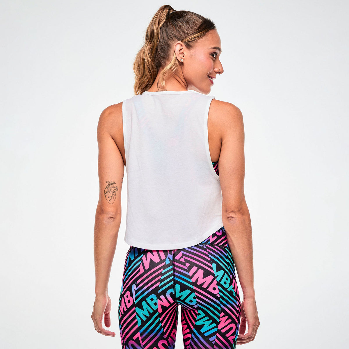 Electric Feel Crop Muscle Tank - Wear It Out White Z1T001232
