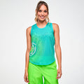 Electric Feel Basketball Tank With Curved Hem - Aqua Cha-Cha Z1T001233