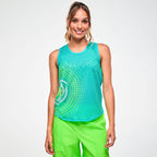 Electric Feel Basketball Tank With Curved Hem - Aqua Cha-Cha Z1T001233