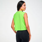 Electric Feel Crew Neck Muscle Crop Tank - Get in Lime Z1T001235