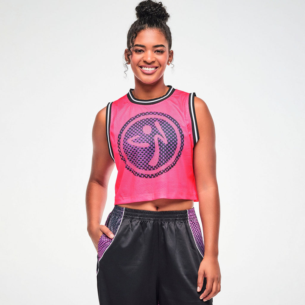 Electric Feel Loose Mesh Crop Tank - Gumball Z1T001237