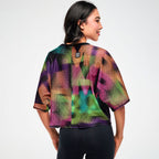 Electric Feel Boxy Dolman Crop Top - Black/Pink Z1T001240