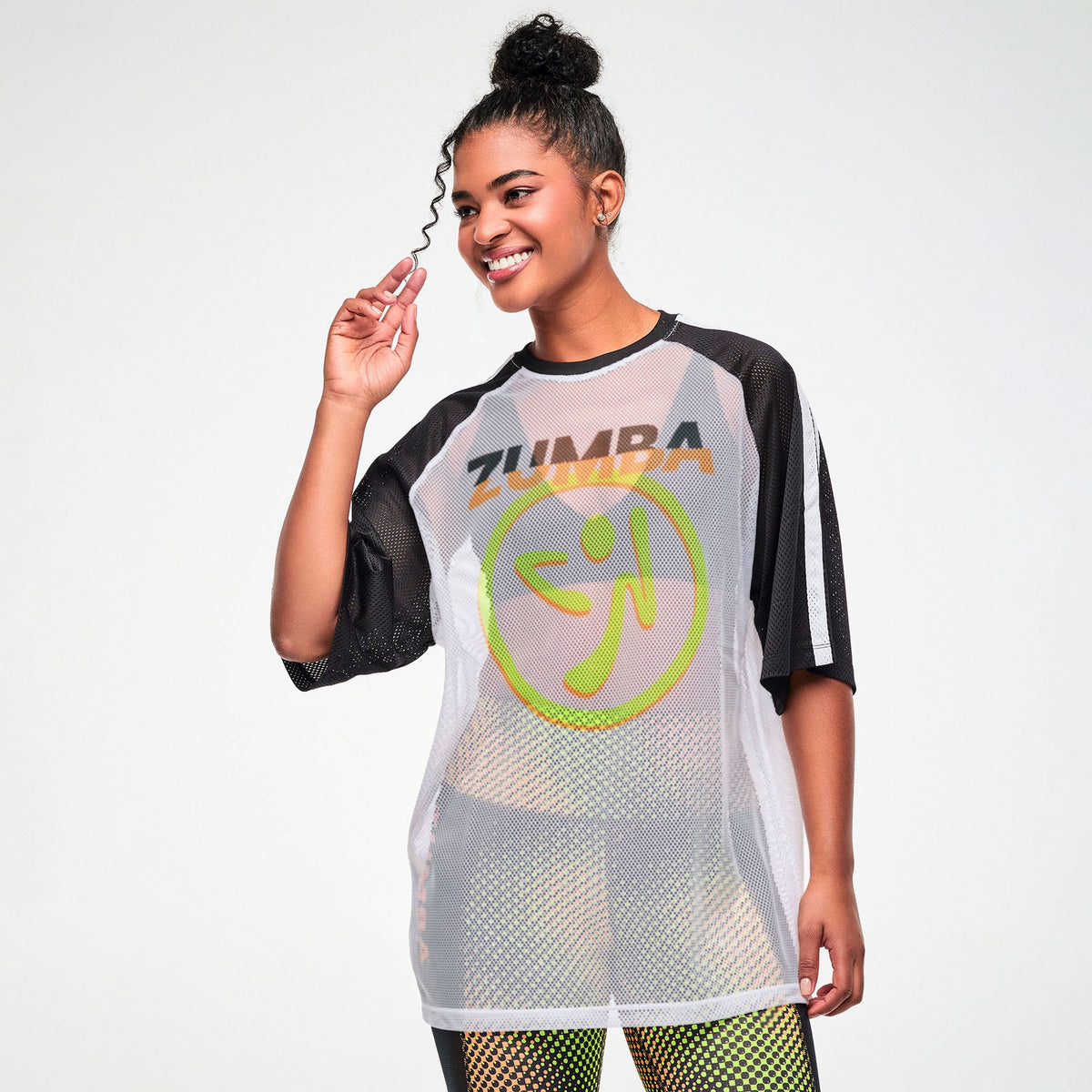 Electric Feel Oversized Mesh Raglan Top - Wear It Out White Z1T001243