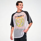 Electric Feel Oversized Mesh Raglan Top - Wear It Out White Z1T001243