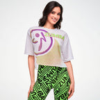 Electric Feel Mesh Boxy Crop Top - Wear It Out White Z1T001246