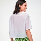 Electric Feel Mesh Boxy Crop Top - Wear It Out White Z1T001246