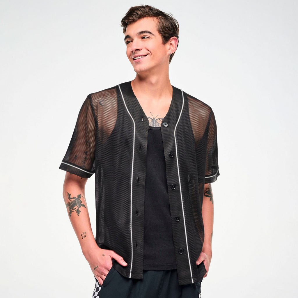 Electric Feel Unisex Mesh Baseball Jersey -  Bold Black Z1T001247