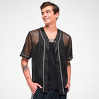 Electric Feel Unisex Mesh Baseball Jersey -  Bold Black Z1T001247