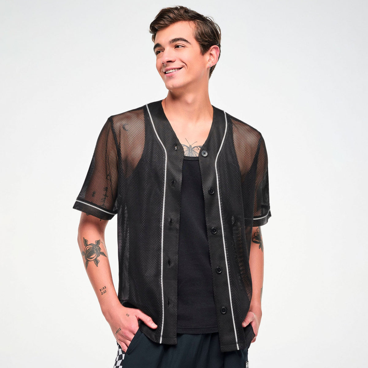 Electric Feel Unisex Mesh Baseball Jersey -  Bold Black Z1T001247